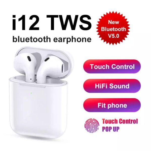 I12 Tws Earbudstouch Control Earphones Headsets With Mic In-ear Stereo Earbuds | Mini Headphones Wireless Bluetooth 5.0 With Case Sensors | Compatible With Ios And Android Devices