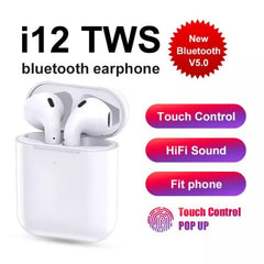 I12 Tws Earbudstouch Control Earphones Headsets With Mic In-ear Stereo Earbuds | Mini Headphones Wireless Bluetooth 5.0 With Case Sensors | Compatible With Ios And Android Devices